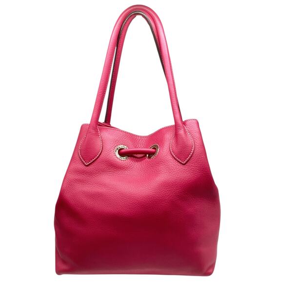 Dooney & Burke Pink Pebble Grain Leather Drawstring Bucket Bag w/ Coin Purse - Picture 2 of 5